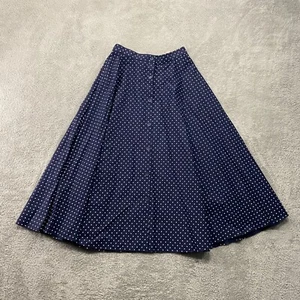 Uniqlo Rock Damen XS blau gepunktet A-Linie Midi fließend Academia Preppy Neu ohne Etikett - Bild 1 von 13
