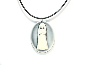 Haunted Mansion Ghost Bride Victorian Cameo Necklace, Grey and White - Picture 1 of 24