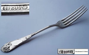Art Nouveau Tenedor, Bruckmann para Weltaustellung En Paris, 800er Plata K771 - Imagen 1 de 8