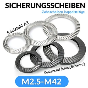 Sicherungsscheiben 9093 Zahnscheiben Doppelseitige Form S Edelstahl AV2 M2.5-M42 - Bild 1 von 46