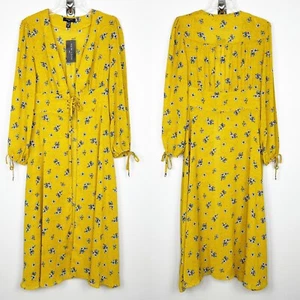 Neu mit Etikett New Look geblümtes Strandkleid langärmlig vorne zum Binden Damengröße Tall 8 - Bild 1 von 7