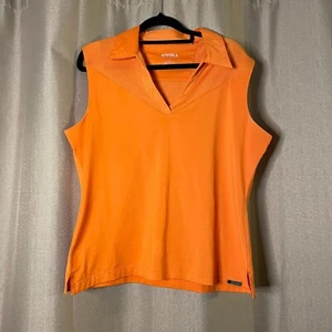 Annika Cutter & Buck Top Orange Womens Size L Golf  Polo Sleeveless Collared - Picture 1 of 11