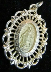 14k Solid Yellow Gold Oval JESUS CHRIST Prayer Medal Charm Pendant - 1.8gms - Picture 1 of 11
