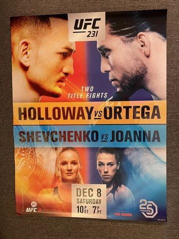 UFC 231 18"x24" Poster Holloway vs. Ortega, Shevchenko vs. Joanna Cover