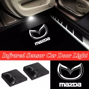 2x LED Car Door White MAZDA Projector Shadow Lights for Mazda RX-7 CX5 MX5 3 6 9 - Picture 1 of 12