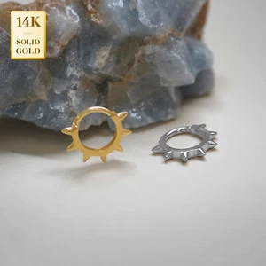 Orecchino a cerchio a chiocciola oro massiccio 14K VERO cartilagine daith elica piercing naso 16G - Foto 1 di 9