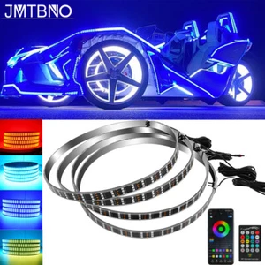15.5" RGB LED Wheel Ring Rim Lights Remote & APP For Polaris Slingshot 2015-2024 - Picture 1 of 17
