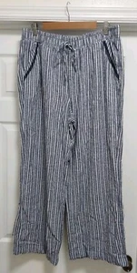 Briggs Pants Women's Size XL Blue & White Linen Blend Wide Leg Casual Summer - Picture 1 of 10
