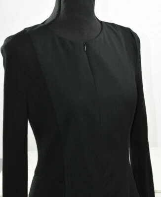 Akris Punto Sz 8 Little Black Dress Front Zipper Panels A Line Pockets Career - Image 1 of 4