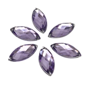 100 Purple Flatback Acrylic Horse Eye Sewing Rhinestone Button 9X20mm Sewon Bead - Picture 1 of 4