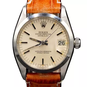 Orologio Vintage Rolex Datejust 6824 Donna Mezze Acciaio Inox Quadrante Argento 31 mm - Foto 1 di 8