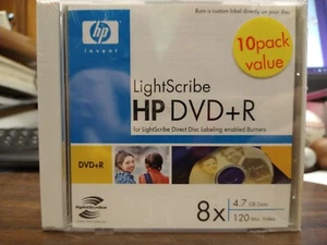 HP LightScribe DVD+R 10er Pack 8x 4,7GB ungeöffnet - Neu 230406 - Bild 1 von 4
