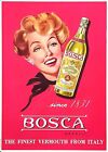 Anni 60  Poster Originale Bosca Vermouth Bianco Torino   Lit Ponzetto Donna