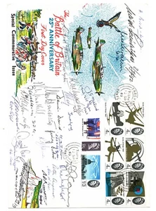 1965 Battle of Britain Großformat FDC mehrfach signiert Jagdflieger + Liste. - Bild 1 von 2
