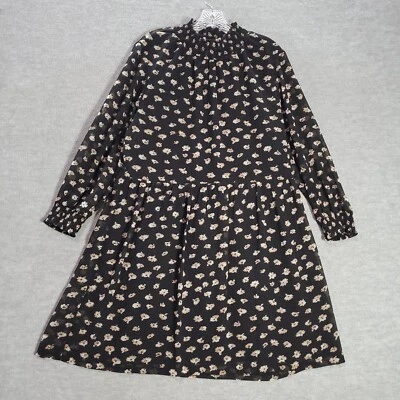 Vestido Madewell Mujer Grande Negro Floral Mistlight Cuello Simulado Mini Línea A Transparente Foto 1 de 4