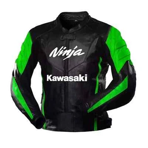 Kawasaki Ninja Motorbike Racing Motorcycle Bike Rider Cowhide Leather Jacket - Bild 1 von 3