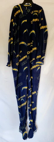 NFL Team Apparel Los Angeles Chargers Zip Front Footie Pajama w/ Bag Size M New Cover