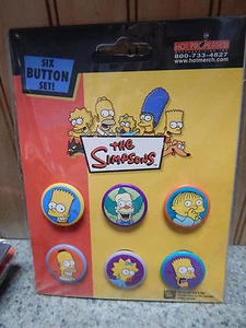 BRAND NEW 6 SIMPSONS SIX BUTTON SET ROUND BART HOMER - Picture 1 of 1