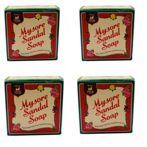 MYSORE SANDAL SOAP 600 GM Kräuter- Natur Sandelholz Öl Seit 1961 150g X 4 Pack - Bild 1 von 8