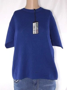 Theleia Maglione Donna 42 Medium Blu Lana Donna Made Italy Girocollo Maglioncino - Picture 1 of 24