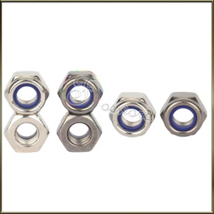 2/3/4/5/6mm Selbstsichernde Muttern Sicherungsmuttern Stahl Vernickelt DIN985 - Afbeelding 1 van 2