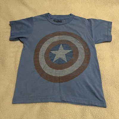 Marvel Captain America Kids XS T-Shirt Short Sleeve Blue Pre-Owned - Image 1 of 4