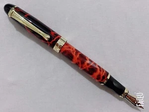 Perfect Jinhao X450 Lightning Red Fountain Pen 0.7mm Broad Nib 18KGP Golden Trim - Picture 1 of 6