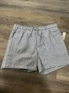 NEW Amazon Essentials Women's 5" Inseam Drawstring Linen Blend Shorts stripe XS - Picture 1 of 2