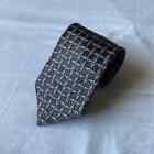 Ermenegildo Zenga Tie 100% Silk Heavy Jacquard Geometric Gray Silver Designer