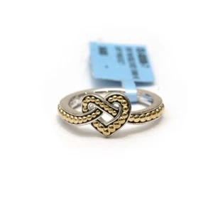 Anillo LAGOS Nuevo Amado Corazón 10mm Dos Tonos Plata de Ley y Oro 18K Talla 7 - Imagen 1 de 8