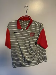 Washington Nationals MLB Nike Dri-Fit Golf Shirt Polo Gray Red Mens Size XXL 2XL - Picture 1 of 4