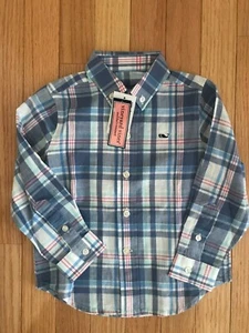 NWT Vineyard Vines Boys Otter Rock Plaid BeachTartan Sailors Red Shirt J32 - Picture 1 of 3
