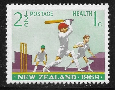 1969 NEW ZEALAND SC #B77 MLH *OG  VF BOY PLAYING CRICKET - Image 1 of 2