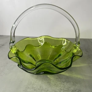 Viking Glass Company Epic Double Crimped Layer Basket - Green with Clear Handle - Picture 1 of 10