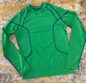 Camisa REI Para Hombre Pequeña Verde Azul Costura Manga Larga Elástica Poliéster/Spandex - Imagen 1 de 4