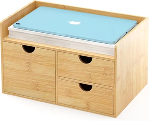 Bamboo Desk Drawer Organizer, 3 Drawer Desktop Organizer with Drawers Tabletop S - Picture 1 of 12