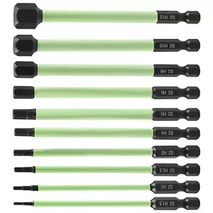 10X 1/4" Metric Hex Head Allen Wrench Drill Bit Set S2 Alloy Steel Magnetic Tips - Picture 1 of 10