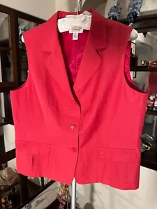 Talbots 55% Silk 45% Linen Button Up Pockets Classic Women's Vest Size 14 - Picture 1 of 10