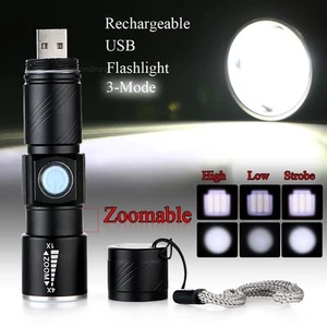 Mini LED 600Lm USB aufladbare Zoomable Fokus Taschenlampe Licht Lampe NEU - Picture 1 of 1