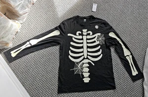 Herren T-Shirt Glow In The Dark Skelett Halloween Gr. L Neu - Bild 1 von 9