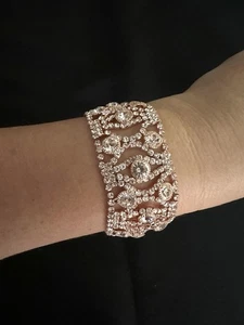 Breites Armreif Roségold/klare Kristalle - Bild 1 von 6