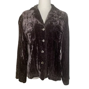 j.jill Sz 10 Rich Plush Velvet Brown Jacket - Picture 1 of 6