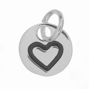 925 Sterling Silver Love Heart Jewellery Small Round Tag Pendant Charm Gift - Picture 1 of 12