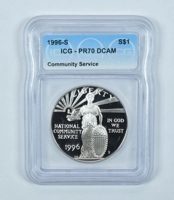 1996-S Community Service Commemorative Silver Dollar PR70 DCAM ICG *0614 - Image 1 of 4