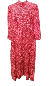Vintage Dress Womens Red Floral Print Midi Cottage Prairie Whimsy Retro USA - Picture 1 of 8