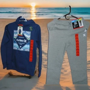 HURLEY HOODIE SWEATSHIRT & JOGGER FLEECE SWEATPANTS YOUTH MED 10/12-NEW W/TAGS - Picture 1 of 3