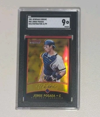 2001 Bowman Chrome No40 Хорхе Посада золотистая переливающаяся карточка /99 SGC 9 Yankees - Изображение 1 из 2