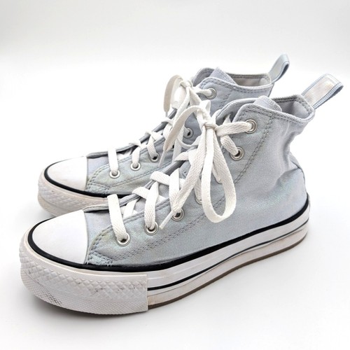 Scarpe alte Converse Chuck Taylor All Star Lift tela platform grandi bambini US4