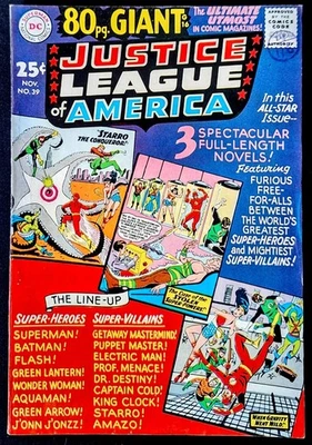 JUSTICE LEAGUE OF AMERICA #39 VFN 80 PAGE GIANT WHITE PAGES  1965 STARRO NICE! - Image 1 of 4