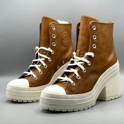 Converse Mujer 8 Botas Plataforma Cuero Marrón Chuck 70 De Luxe Tacón Alto Foto 1 de 4